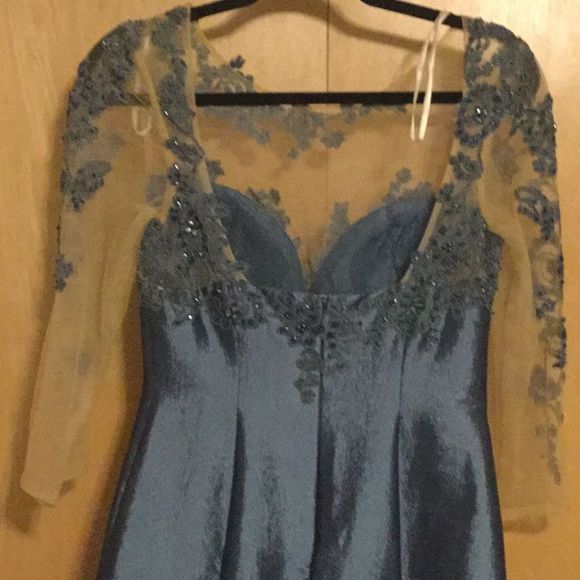 MAC DUGGAL  61391R blue/ nude - Picture 7 of 10